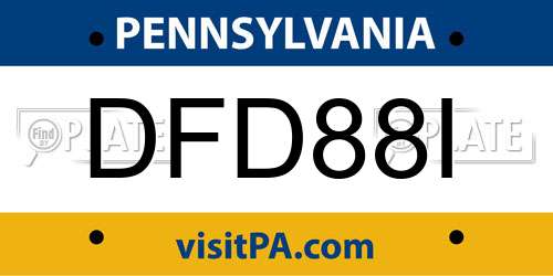 DFD88I Pennsylvania License Plate