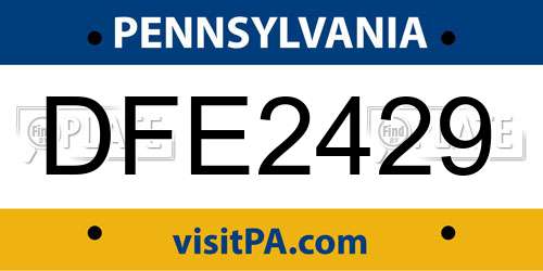 DFE2429 Pennsylvania License Plate