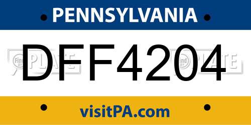 DFF4204 Pennsylvania License Plate