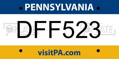 DFF523 Pennsylvania License Plate