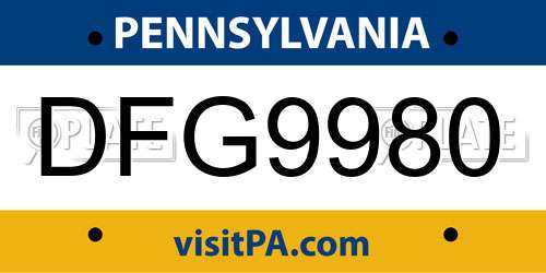 DFG9980 Pennsylvania License Plate