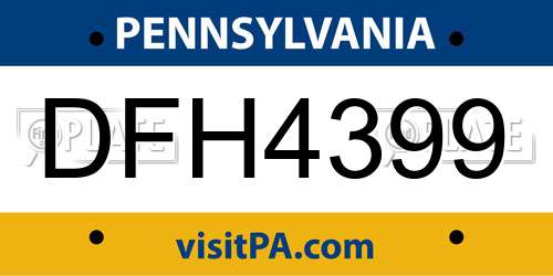 DFH4399 Pennsylvania License Plate
