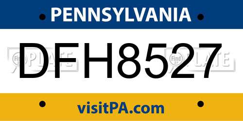 DFH8527 Pennsylvania License Plate