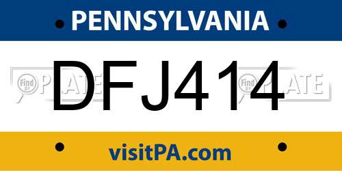 DFJ414 Pennsylvania License Plate