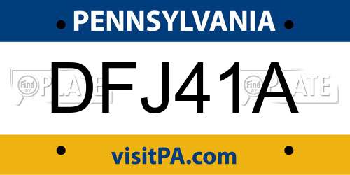 DFJ41A Pennsylvania License Plate