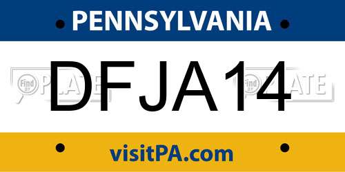 DFJA14 Pennsylvania License Plate