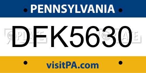 DFK5630 Pennsylvania License Plate