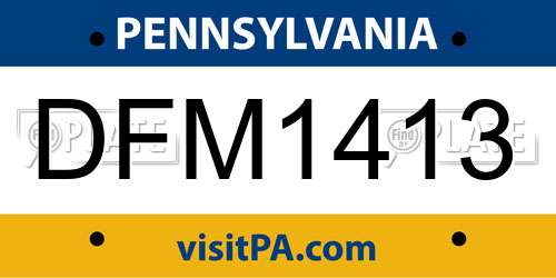 DFM1413 Pennsylvania License Plate