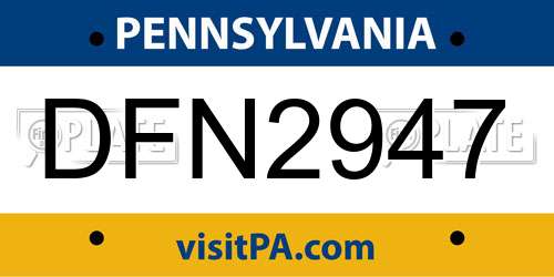 DFN2947 Pennsylvania License Plate