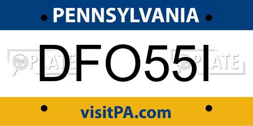 DFO55I Pennsylvania License Plate