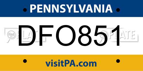 DFO851 Pennsylvania License Plate
