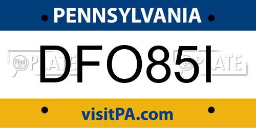 DFO85I Pennsylvania License Plate