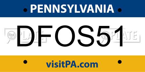 DFOS51 Pennsylvania License Plate