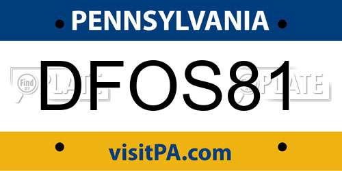 DFOS81 Pennsylvania License Plate