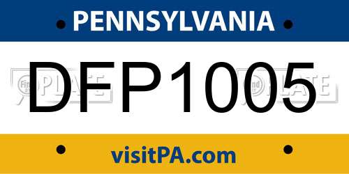DFP1005 Pennsylvania License Plate