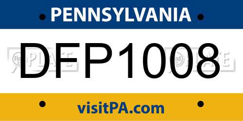 DFP1008 Pennsylvania License Plate
