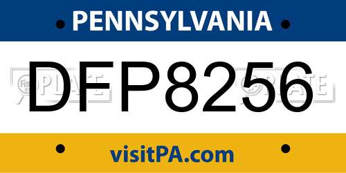 DFP8256 Pennsylvania License Plate