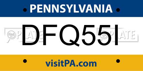 DFQ55I Pennsylvania License Plate