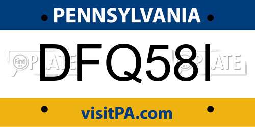 DFQ58I Pennsylvania License Plate