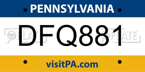 DFQ881 Pennsylvania License Plate