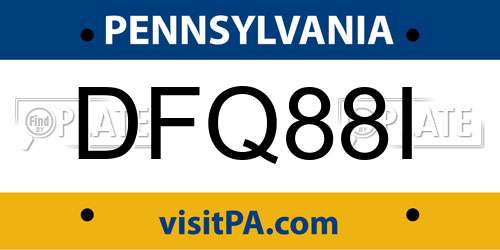 DFQ88I Pennsylvania License Plate