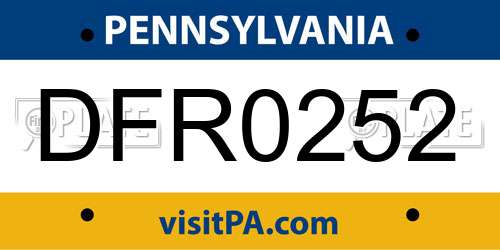 DFR0252 Pennsylvania License Plate