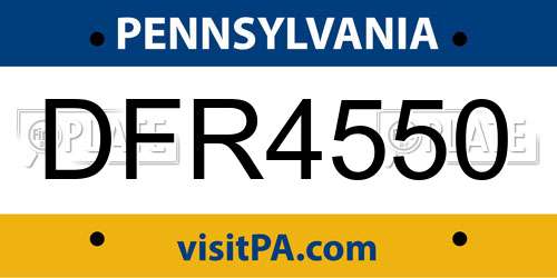 DFR4550 Pennsylvania License Plate
