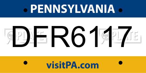 DFR6117 Pennsylvania License Plate