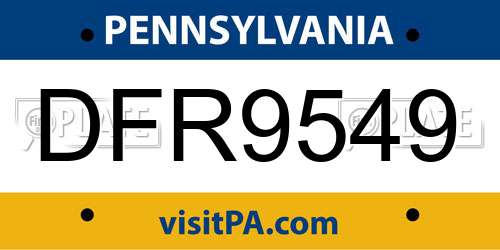 DFR9549 Pennsylvania License Plate