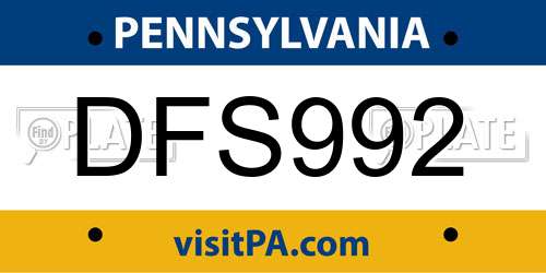 DFS992 Pennsylvania License Plate