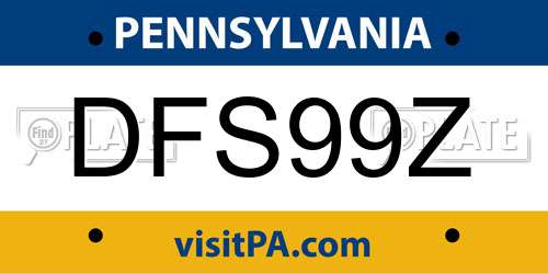 DFS99Z Pennsylvania License Plate