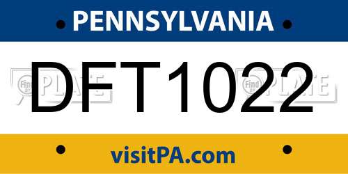 DFT1022 Pennsylvania License Plate