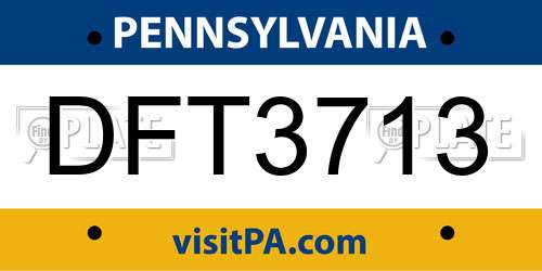 DFT3713 Pennsylvania License Plate