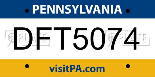 DFT5074 Pennsylvania License Plate