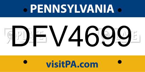 DFV4699 Pennsylvania License Plate