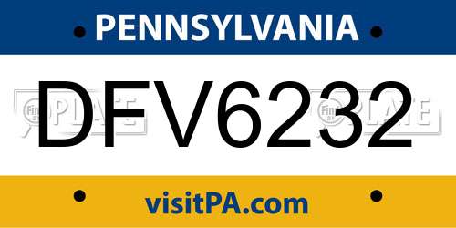 DFV6232 Pennsylvania License Plate