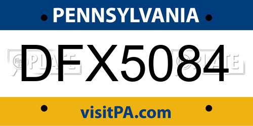 DFX5084 Pennsylvania License Plate