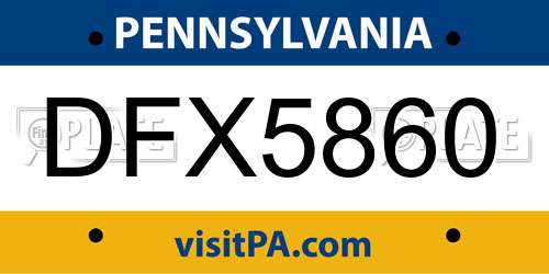 DFX5860 Pennsylvania License Plate