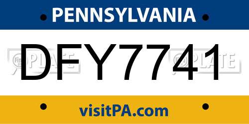 DFY7741 Pennsylvania License Plate