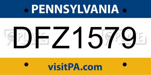 DFZ1579 Pennsylvania License Plate