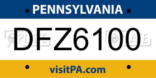 DFZ6100 Pennsylvania License Plate