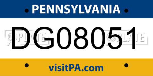 DG08051 Pennsylvania License Plate
