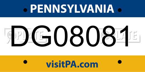 DG08081 Pennsylvania License Plate
