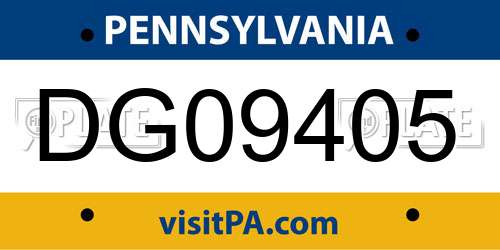 DG09405 Pennsylvania License Plate