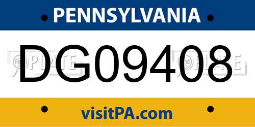 DG09408 Pennsylvania License Plate
