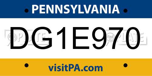 DG1E970 Pennsylvania License Plate