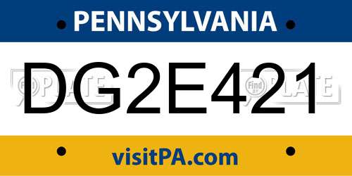DG2E421 Pennsylvania License Plate