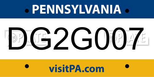 DG2G007 Pennsylvania License Plate