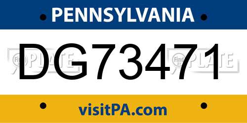 DG73471 Pennsylvania License Plate