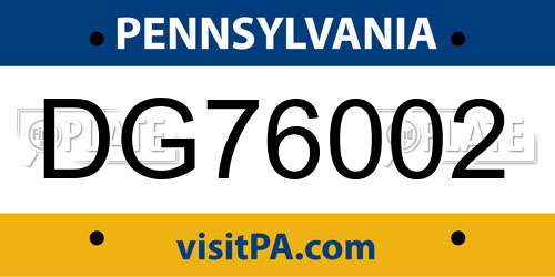 DG76002 Pennsylvania License Plate